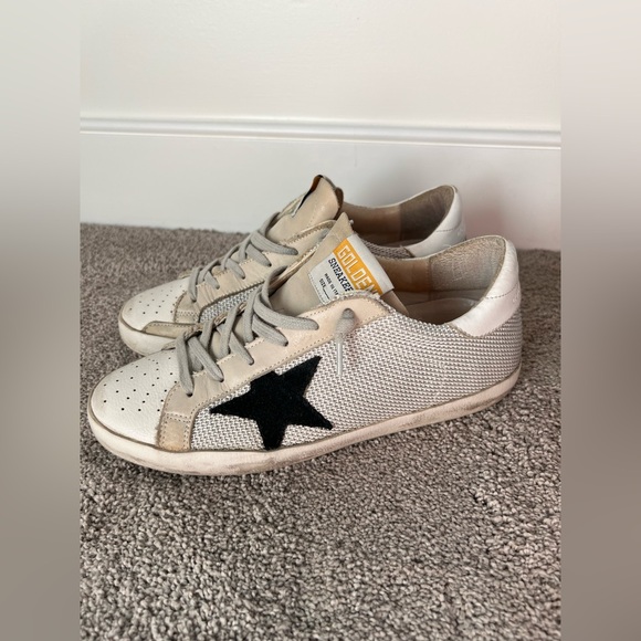 Golden Goose Superstar Grey and Black Star Sneakers Size 38 - Picture 1 of 7